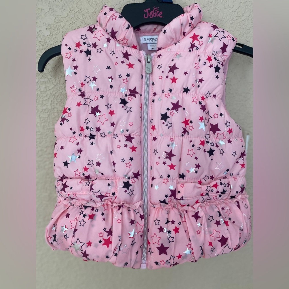 Flapdoodles Pink Starry Puffer Vest